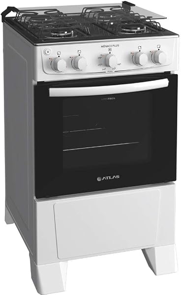 Fogão 4 Bocas Atlas Mônaco Plus Branco Mesa Inox